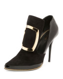 Suede Buckle 110mm Bootie, Noir