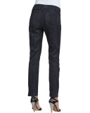 Sheri Python-Print Skinny Pants, Dark Ash