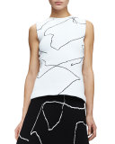 Calder Sleeveless Line Art Top, White