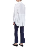 Relaxed Long-Sleeve Button-Front Poplin Shirt, Optic White