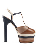 Angel Colorblock Leather Platform Pump, Cuir/Rose/Blue/White