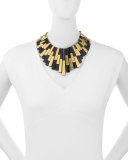 Kifalme Dark Horn & Bronze Bib Necklace, Bronze