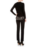 Hal Flat-Front Skinny Ankle Pants, Black