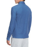Pique Long-Sleeve Polo Shirt, Blue
