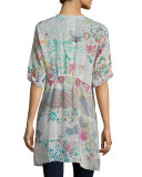 Short-Sleeve Floral-Print Tunic