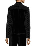 Pippa Velvet & Crocheted Combo Jacket, Black