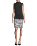 Paltrow Lace Pencil Skirt, Whitewash/Black