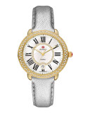16mm Metallic Saffiano Leather Strap, Silver