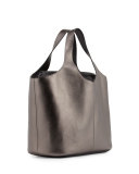 Miranda Metallic Medium Tote Bag with Pouch, Gunmetal