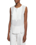Pleated-Front Silk Shell 