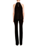 Paulette Halter-Neck Top, Black