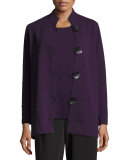 Textured Knit Mandarin-Collar Jacket, Petite