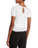 Short-Sleeve Crochet Top, Porcelain
