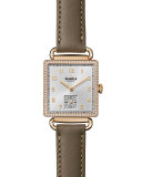 The Cass 28mm Leather Strap Watch with Diamonds, Gray