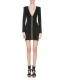 V-Neck Hook-and-Eye Bandage Dress, Black