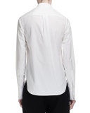 Long-Cuffed Poplin Tuxedo Blouse