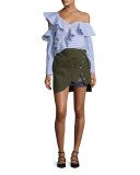 Utility Miniskirt with Lace Insert, Khaki