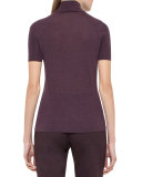 Short-Sleeve Turtleneck Sweater, Mangosteen