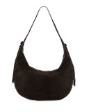 Zoe Large Suede Hobo Bag, Black