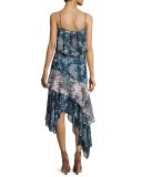 Reuben Mixed-Print Handkerchief-Hem Slip Dress, Multicolor