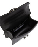 Lock Half-Flap Small Shoulder Bag, Black