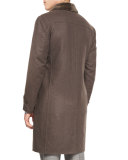 Topcoat w/Mink Fur Collar, Light Brown
