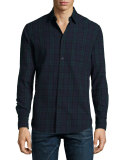 Check Long-Sleeve Sport Shirt, Green