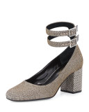 Babies Metallic Ankle-Wrap 70mm Pump, Ciad/Argento