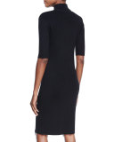 Mock-Neck Ribbed Sweater Dress