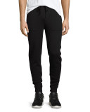 Double-Knit Drawstring Sweatpants, Black