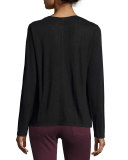 Paneled Linen Long-Sleeve Tee, Noir