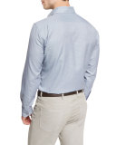 Link-Print Long-Sleeve Sport Shirt, Blue