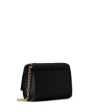 Yasmeen Small Quilted Leather Clutch Bag, Black