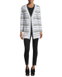 Darya Fringe Knit Cardigan, Cream/Caviar