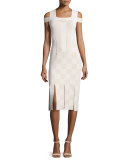 Cold-Shoulder Basketweave Sheath Dress, Sycamore