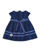 Cap-Sleeve Velvet Dress, Royal, Size 2-6