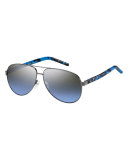 Metal Aviator Sunglasses, Pewter