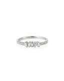 Tilted Baguette Diamond Ring in 18K White Gold, Size 6.5