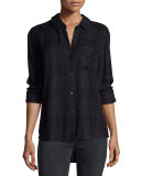 Hunter Plaid Long-Sleeve Shirt, Carbon/Black