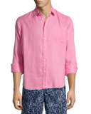 Linen Long-Sleeve Shirt, Pink