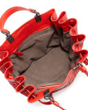 Woven Intrecciato Pleated Tote Bag, Bright Red