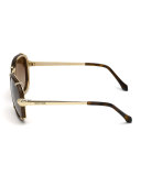 Leather-Wrapped Aviator Sunglasses, Brown