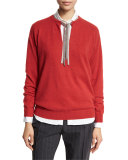 Monili-Tie Long-Sleeve Sweater, Poppy