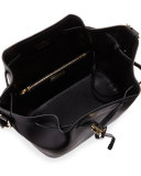 Sansy Leather Bucket Bag, Nero