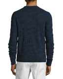 Camo-Print Long-Sleeve Crewneck Sweater, Midnight