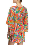 Sea Garden Printed Tunic Coverup, Tangerine