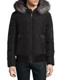 Down Bomber Jacket w/Fox Fur Trim