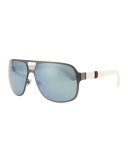 Ruthenium Ice Matte Metal Aviators, White