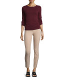 Juliette 3/4-Sleeve Cashmere Sweater, Dark Brick