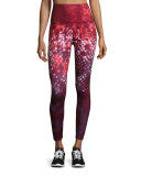 Super Waisted Printed Performance Leggings, Deep Garnet Red 